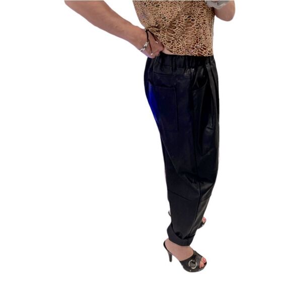 NEW Free People Faux Leather Black Buttons Fly Wide Leg Pants.Size S - Picture 5 of 16